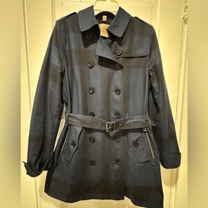 Burberry Brit classic black blue check trench with removable lining